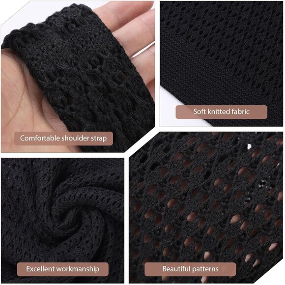 Women's Dark Black Shoulder Shopping Handbag Casual Travel Totes Fold Able Bags - Picture 4 of 7